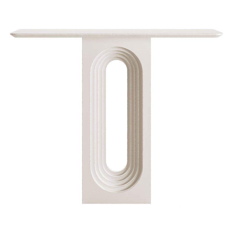 47 Modern Narrow Wood White Console Table with Geometric Pedestal Entryway Table Image 2