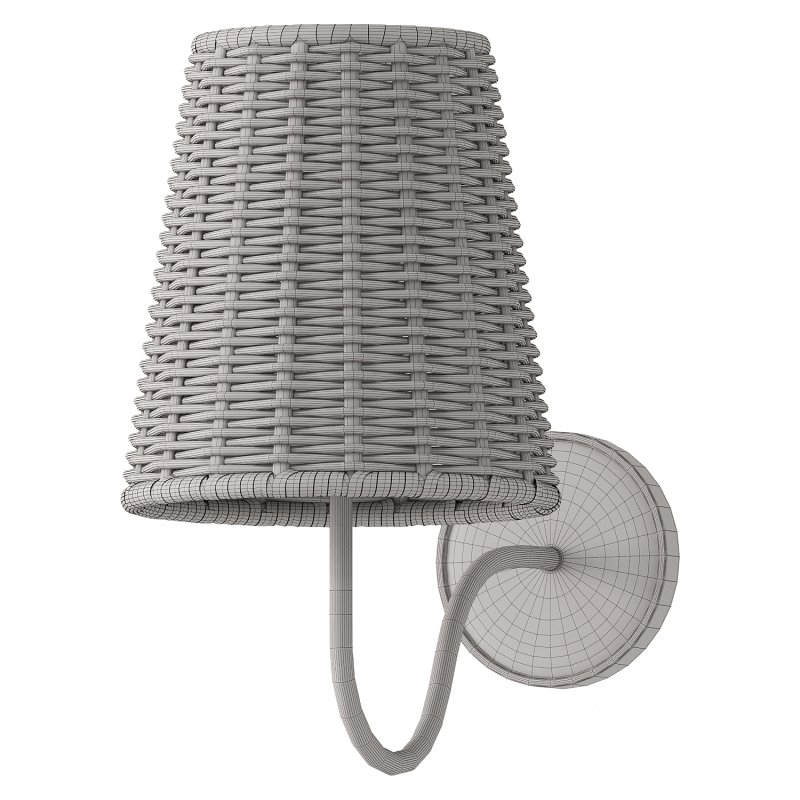 Lyndsie Traditional Natural Wicker Shade Antique Brass Armed Sconce Image 3