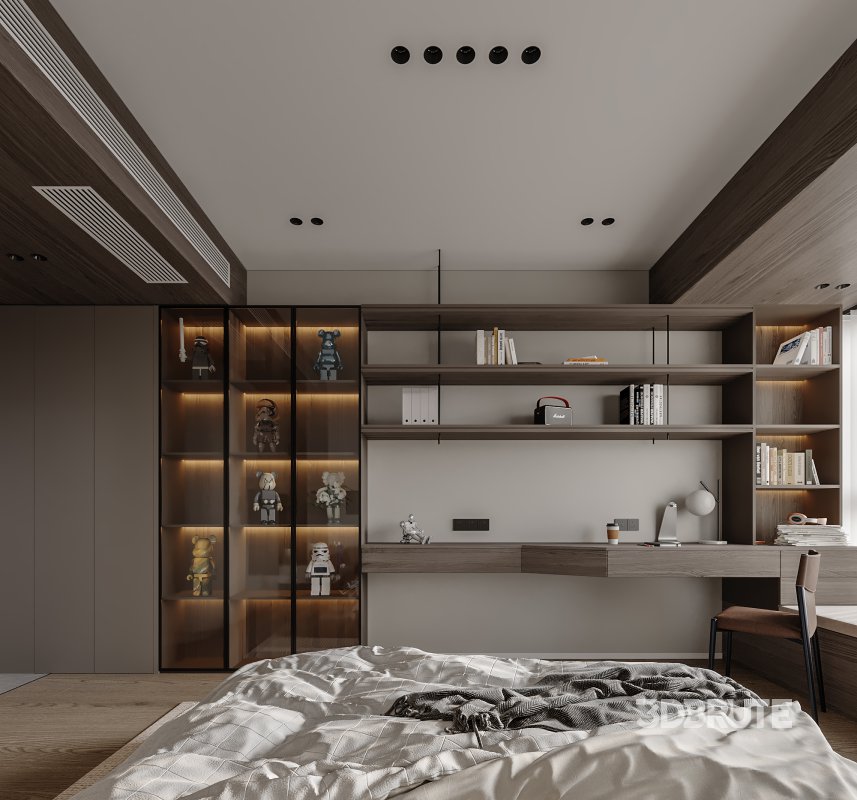 Modern bedroom and dressing room Image 1