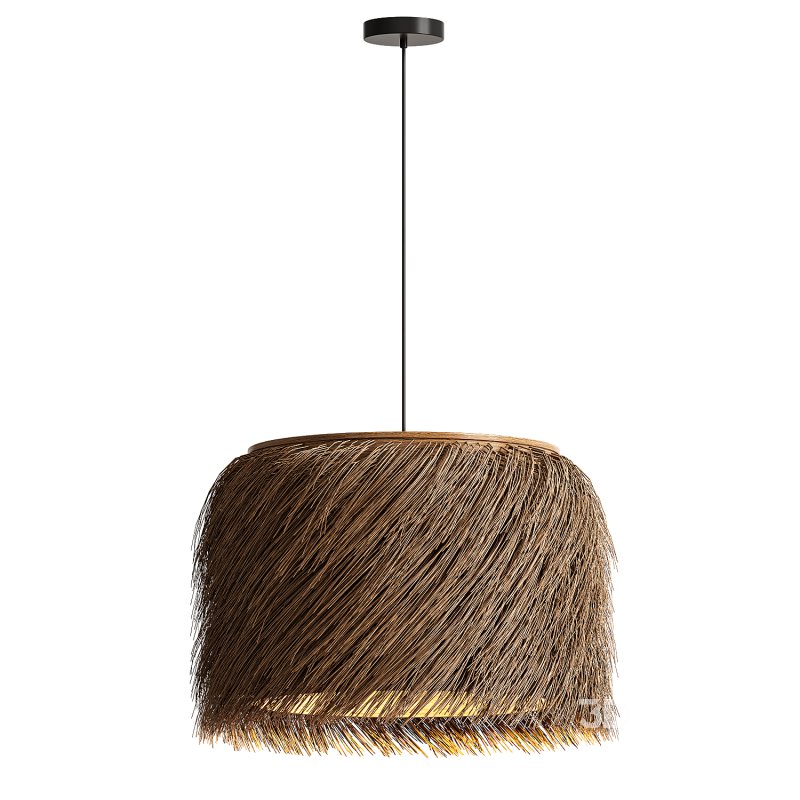 Wabi-Sabi Style Rattan Straw Hat Pendant Light Image 2