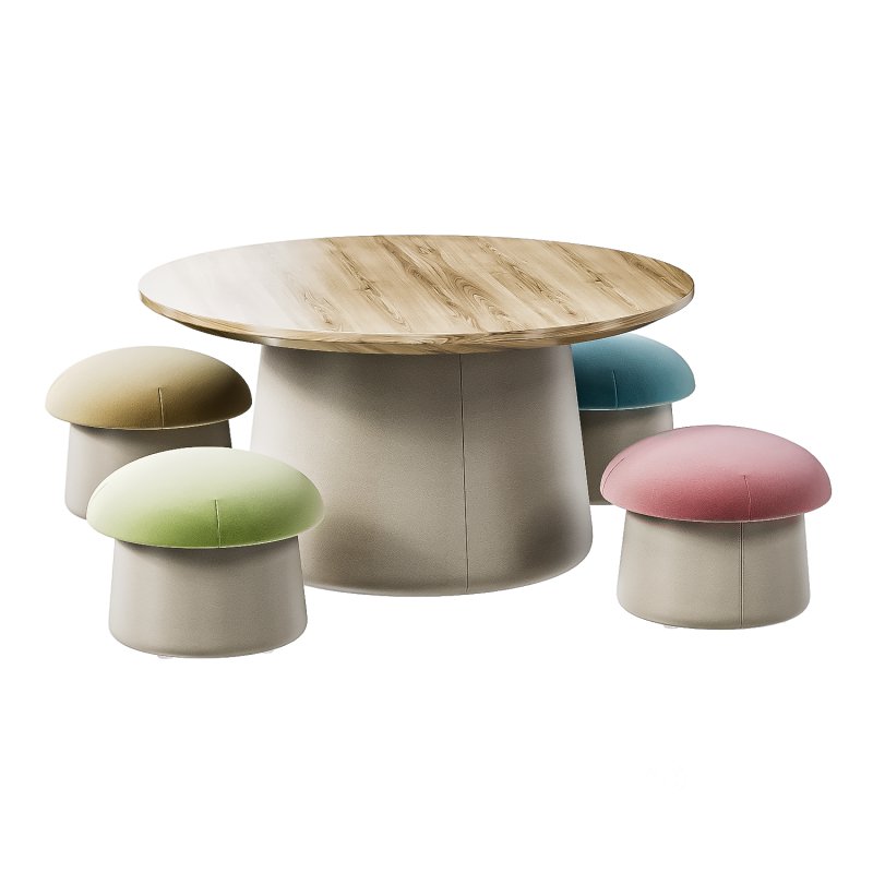 Mushroom Table and Pouf Image 2
