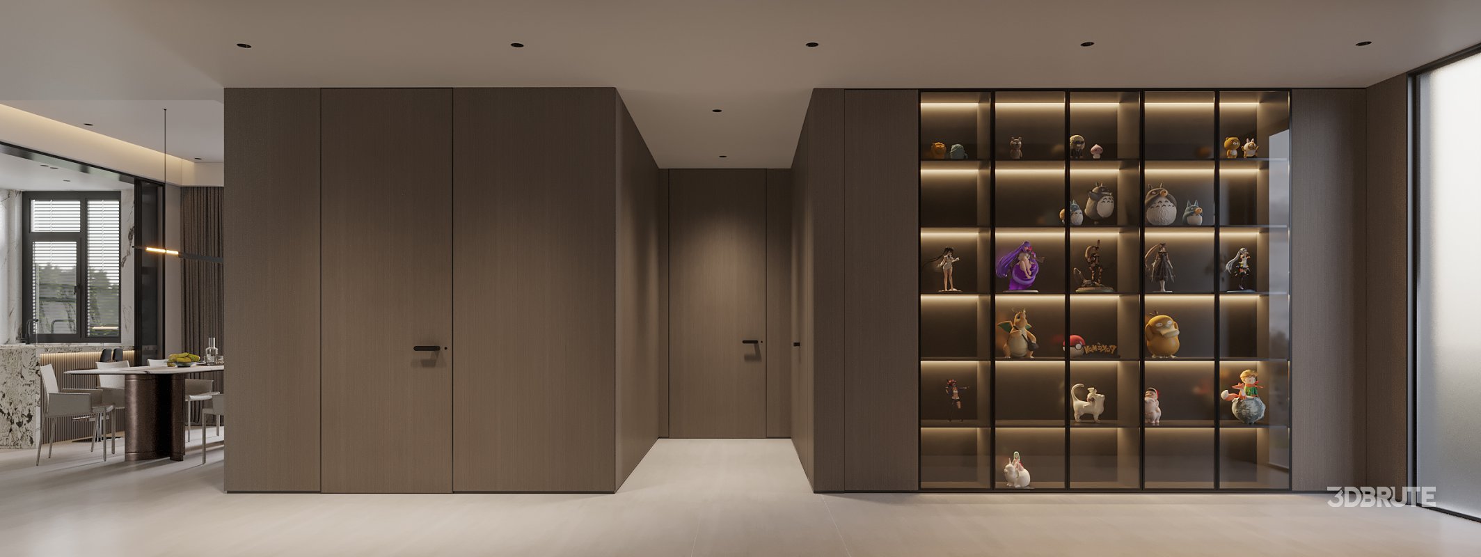 Modern living room and dining room kitchen interior scene Image 7