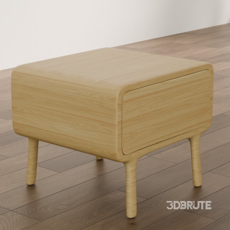 Rounded Edge Wooden Nightstand Image 5