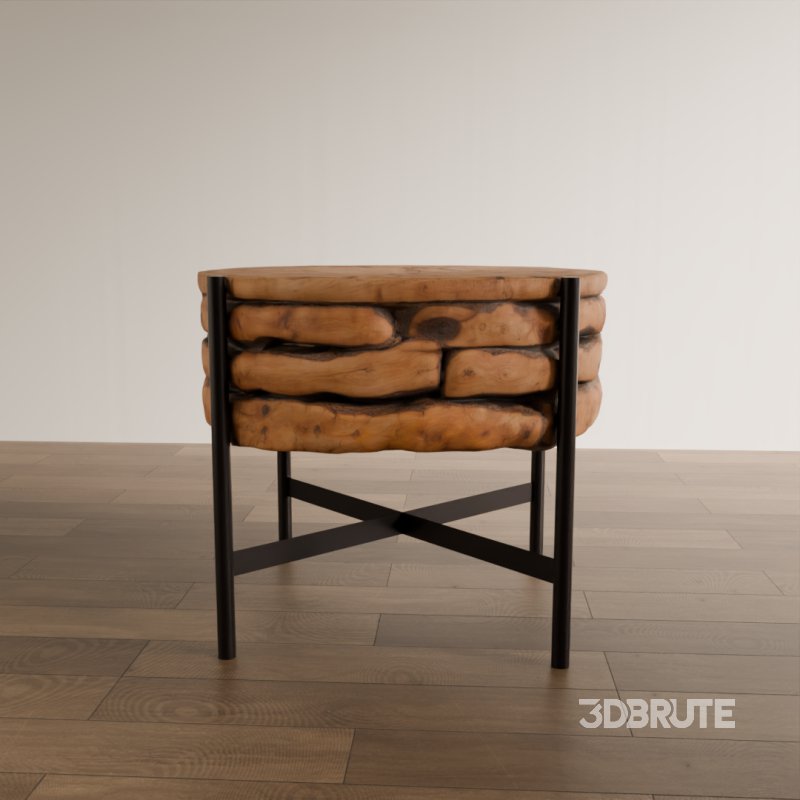 Rustic Wooden End Table Image 3