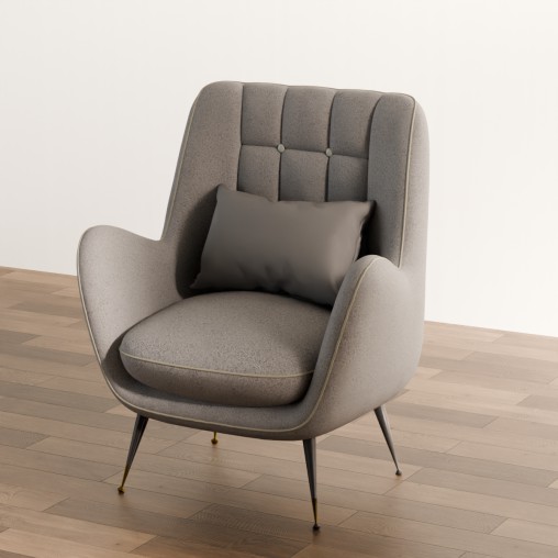 Mid-Century Modern High-Back Armchair