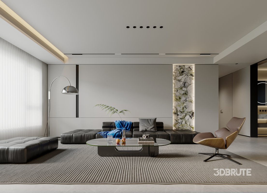 Modern living room and dining room interior scene Image 5