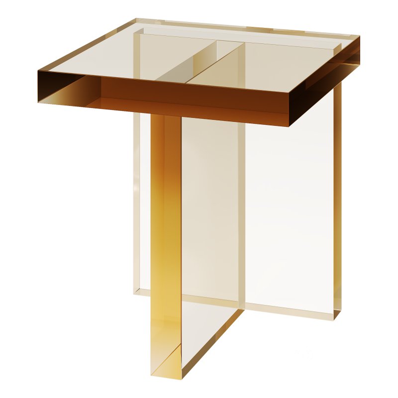 Block Table and Purple Acrylic Coffee Table Image 3