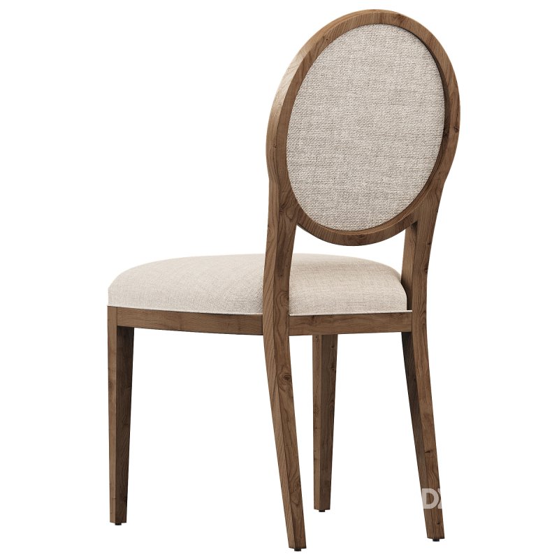 French Contemporary Round Fabric Dining Side Chair Image 4