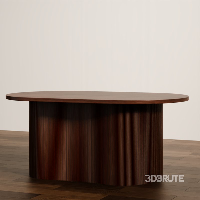 Modern Oval Wood Coffee Table Image 3