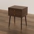 Retro Wooden Bedside Table with Gold Knobs - Thumbnail 5