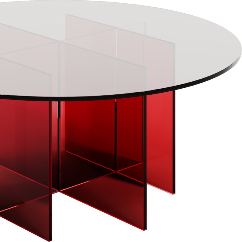 Modern Red Base Acrylic Coffee Table by Chairish Image 4