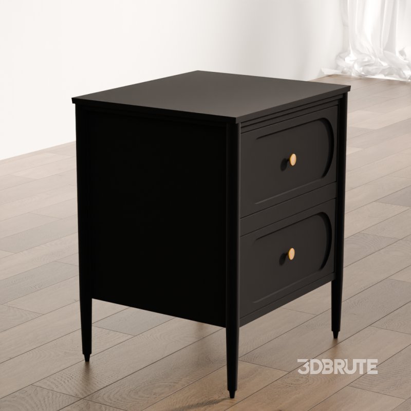 Elegant Black Nightstand with Gold Knobs Image 3