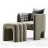 Lansky Taupe Chenille Armchair - Thumbnail 1
