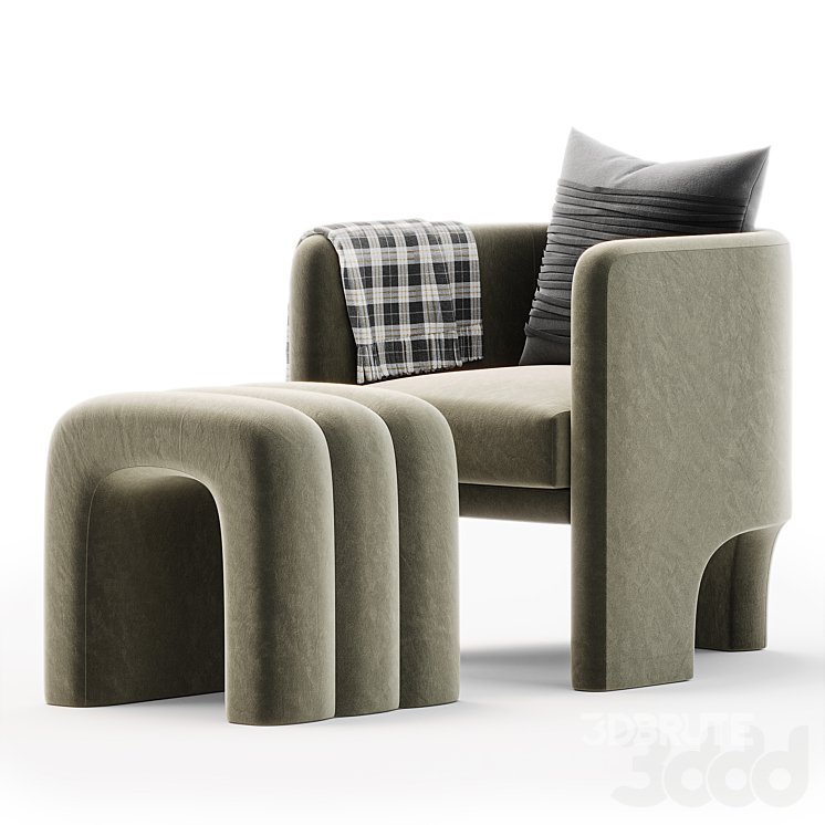 Lansky Taupe Chenille Armchair Image 1