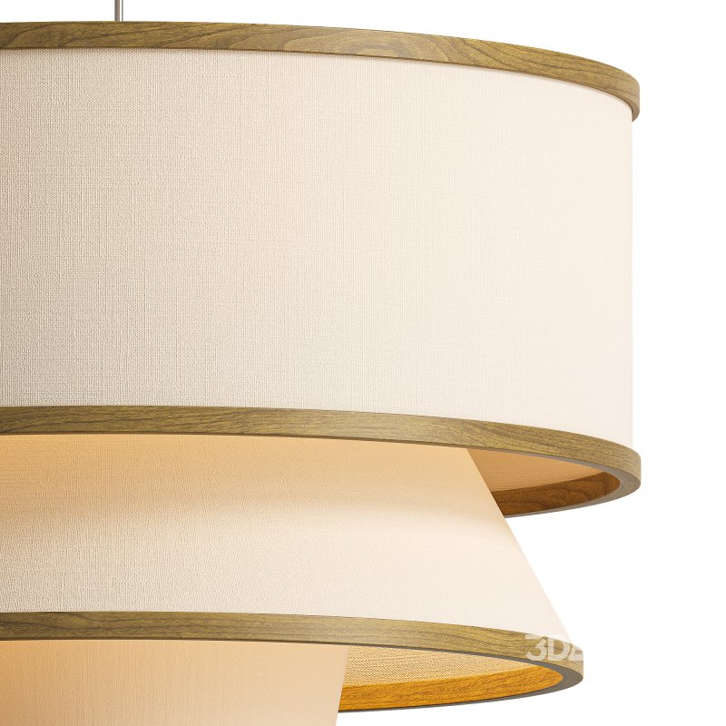 Bruna Walnut Wood and Linen Pendant Light Image 3