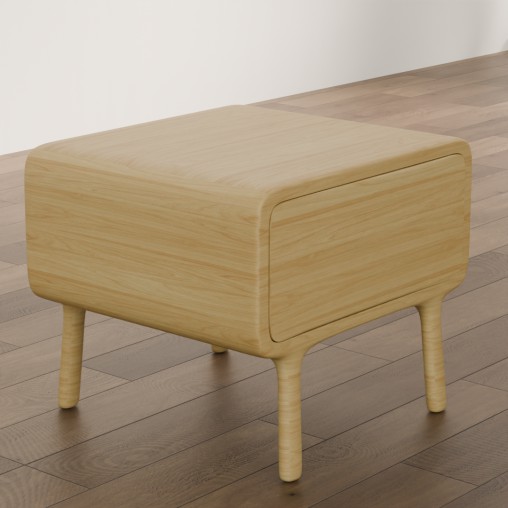 Rounded Edge Wooden Nightstand