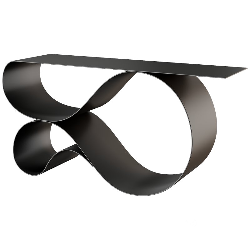 Whorl Console in Black Matte Powder Coated Aluminum by Neal Aronowitz Design Image 3