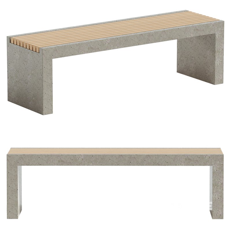 Alania Concrete and Teak Bench Image 1