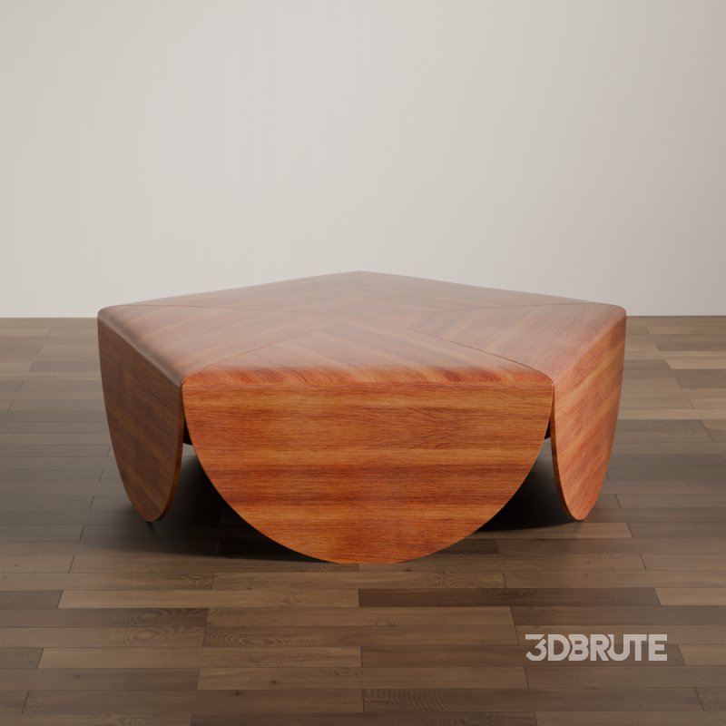 Sculptural Wooden Coffee Table Image 2