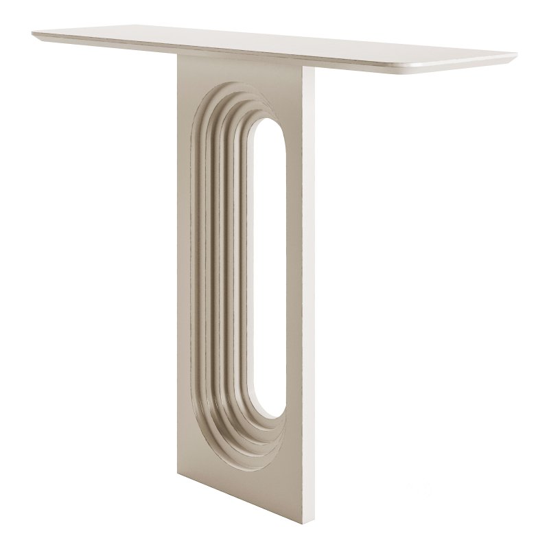 47 Modern Narrow Wood White Console Table with Geometric Pedestal Entryway Table Image 4
