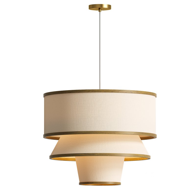 Bruna Walnut Wood and Linen Pendant Light Image 2