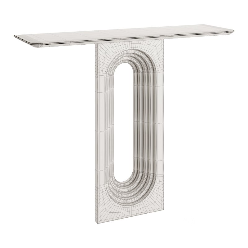 47 Modern Narrow Wood White Console Table with Geometric Pedestal Entryway Table Image 7