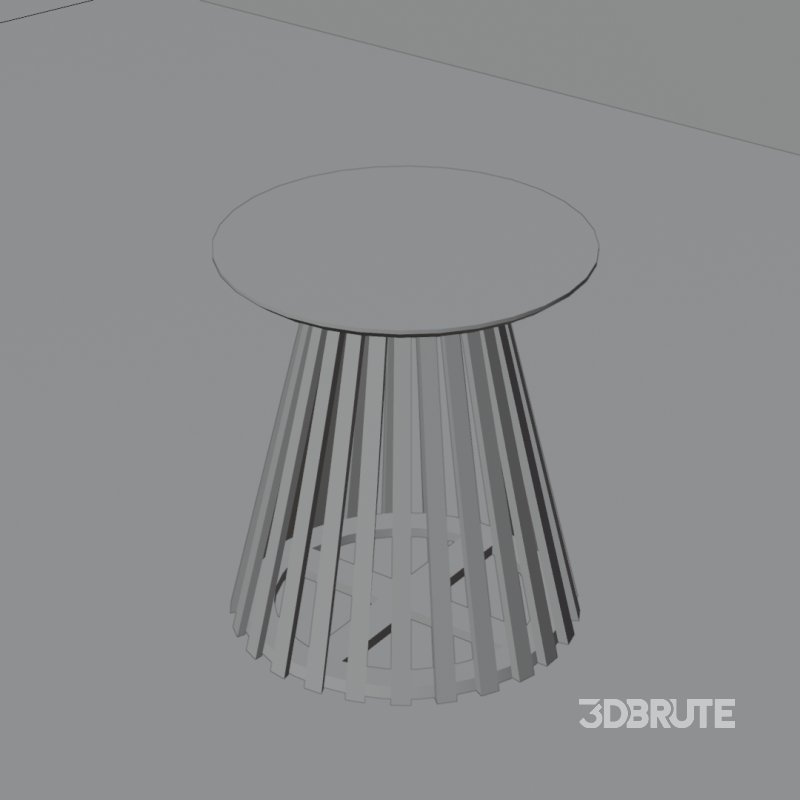 Modern Wooden Slatted End Table Image 2