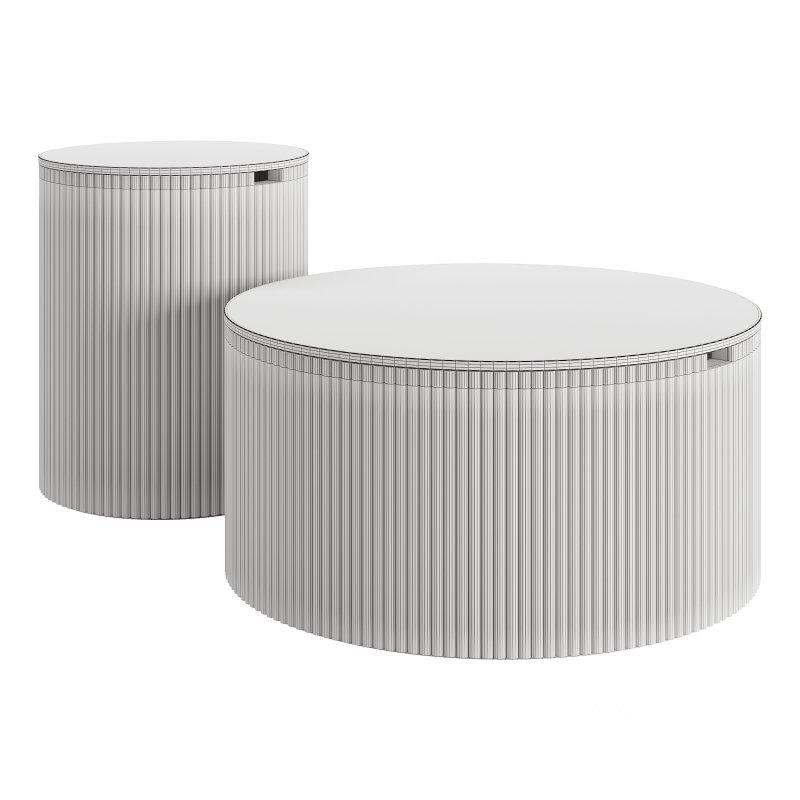 Modern Round Wood Coffee Table Set Image 6