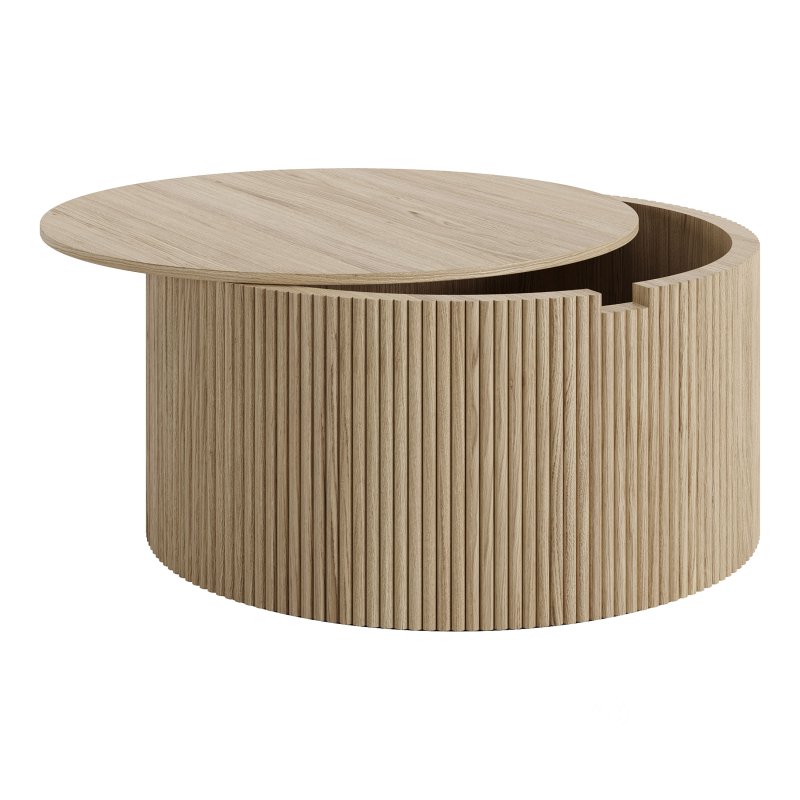 Modern Round Wood Coffee Table Set Image 2