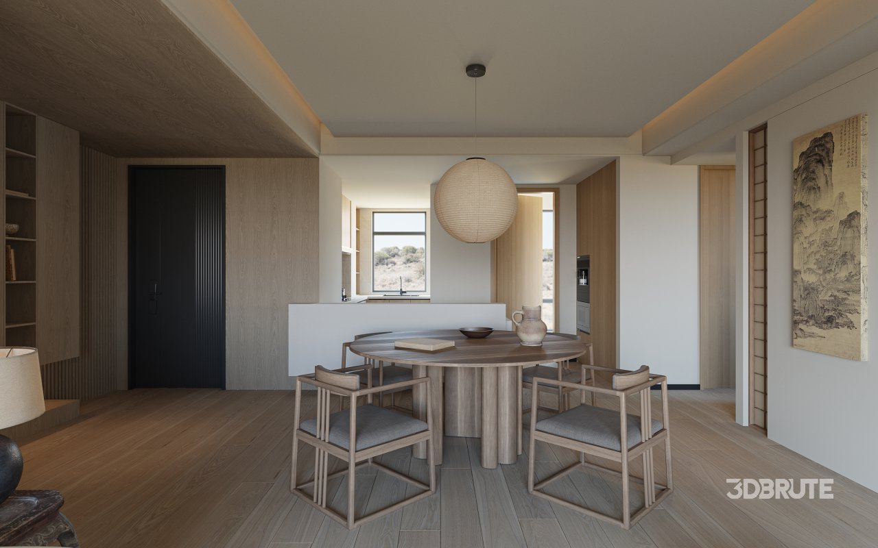 Chinese style living room and dining room Image 2