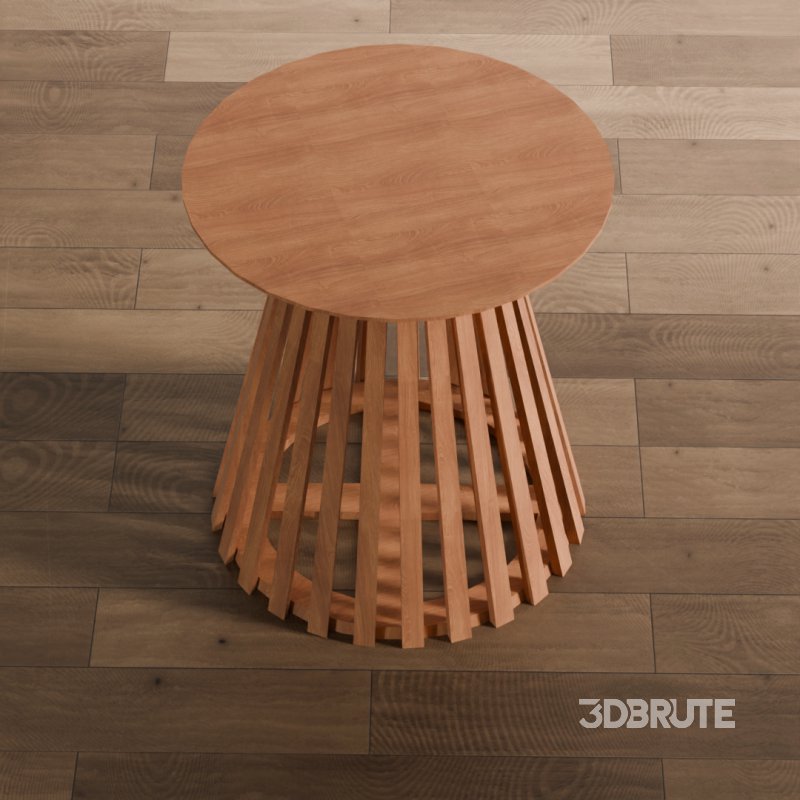 Modern Wooden Slatted End Table Image 4