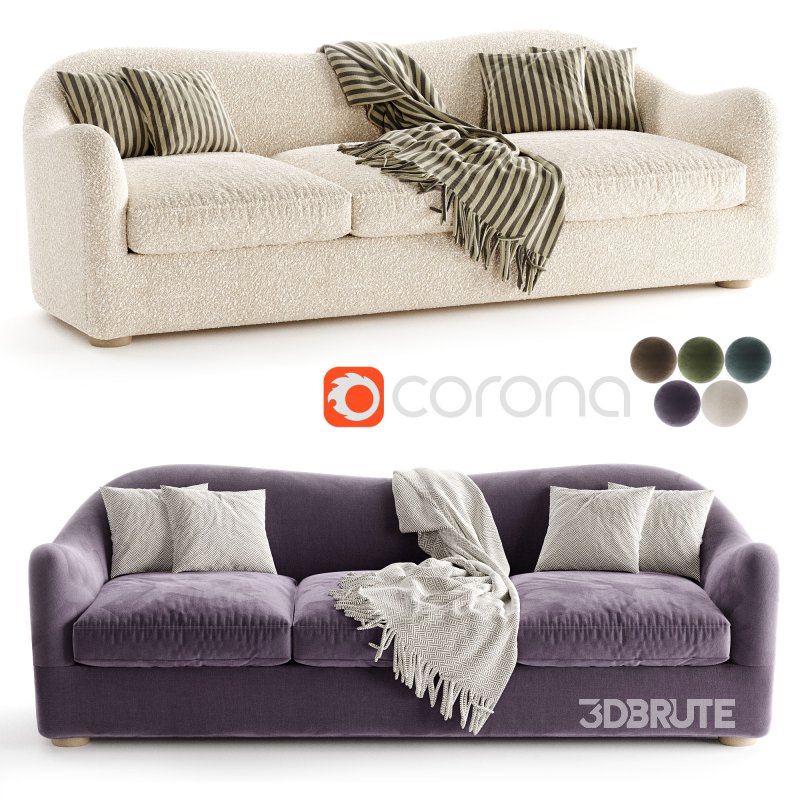 Bacio Cream Boucle Sofa with Bleached Oak Legs Image 2