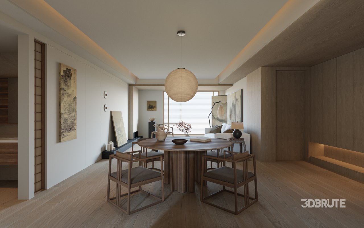 Chinese style living room and dining room Image 3