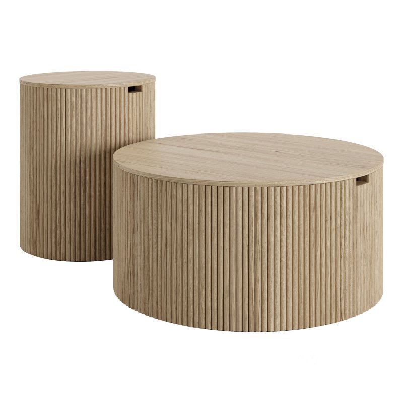 Modern Round Wood Coffee Table Set Image 3