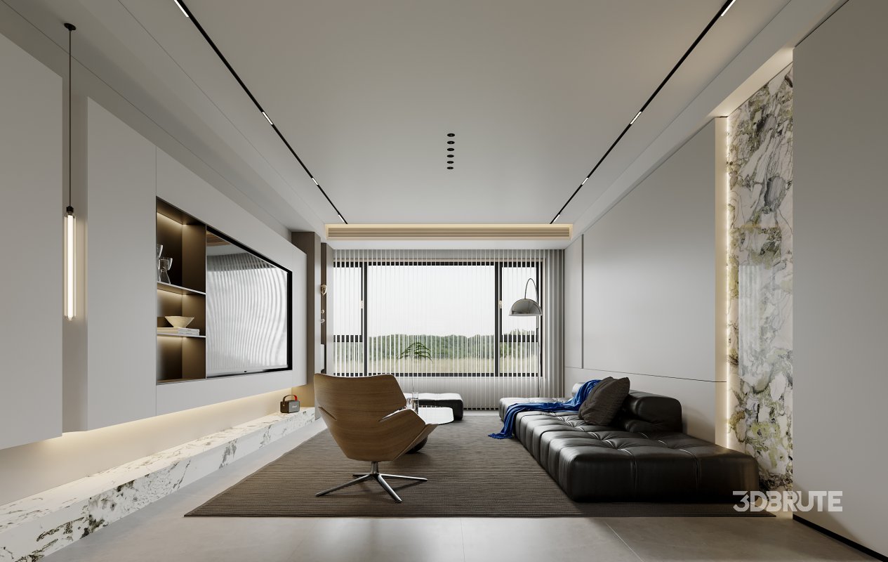 Modern living room and dining room interior scene Image 3