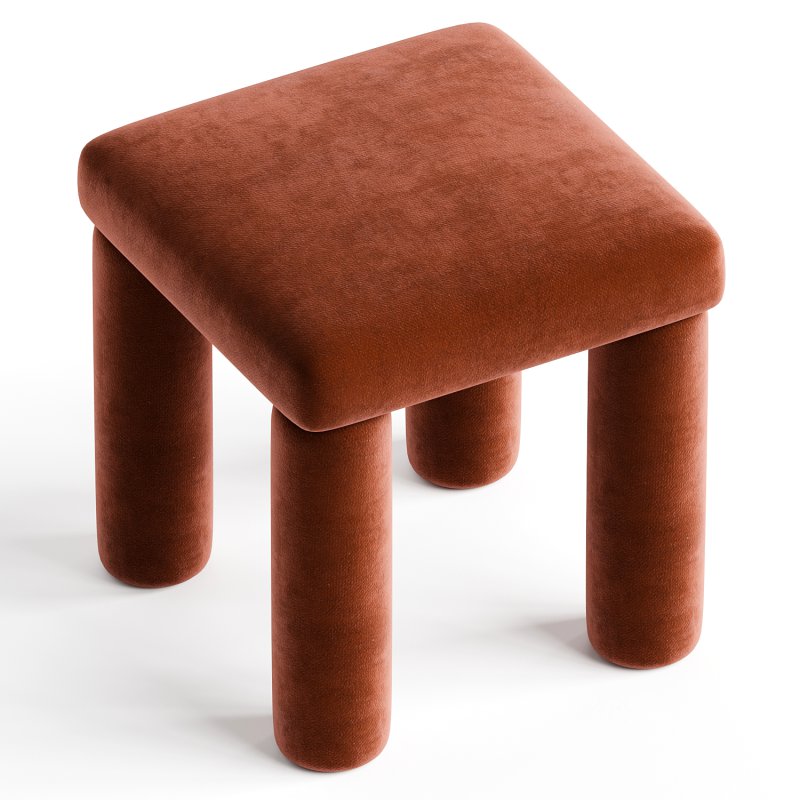 Temi Stool in Teja by Sun at Six, Minimalist Velvet Stool Image 1