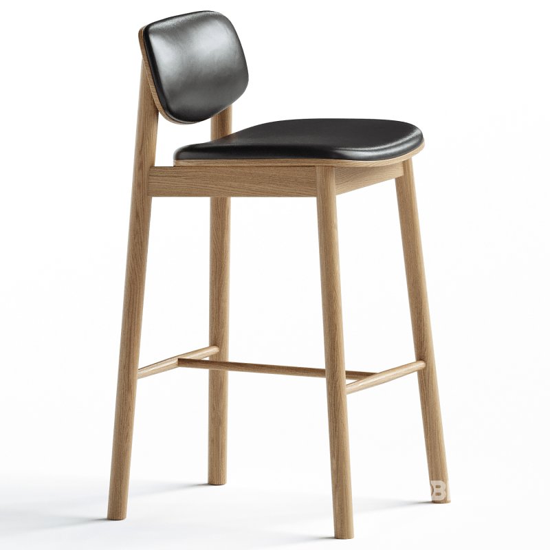 Lando Leather Bar Stool (Oak) Image 3