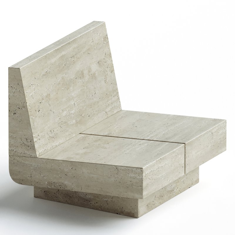 M_007 Lounge Chair by Monolith Studio, Travertine Image 2