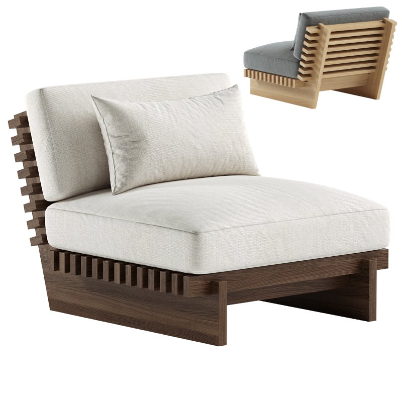 Taiko Stained Teak Outdoor Lounge Chair Image 5