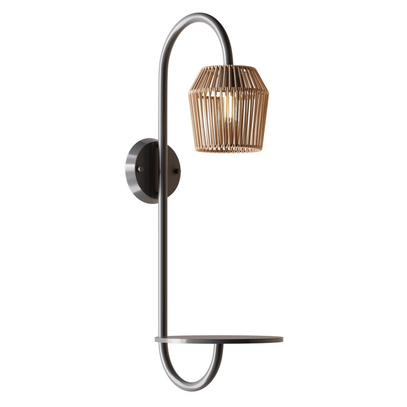 Alyza Rattan Plug-in Armed Sconce with Tray Table and Bulb Included Image 2