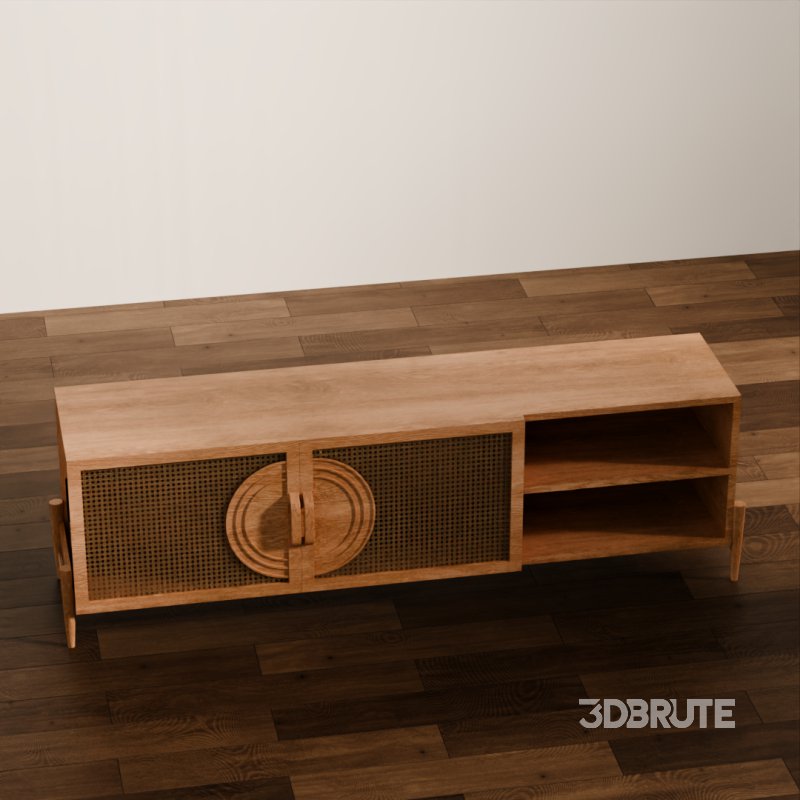 Vintage Rattan TV Stand Image 4