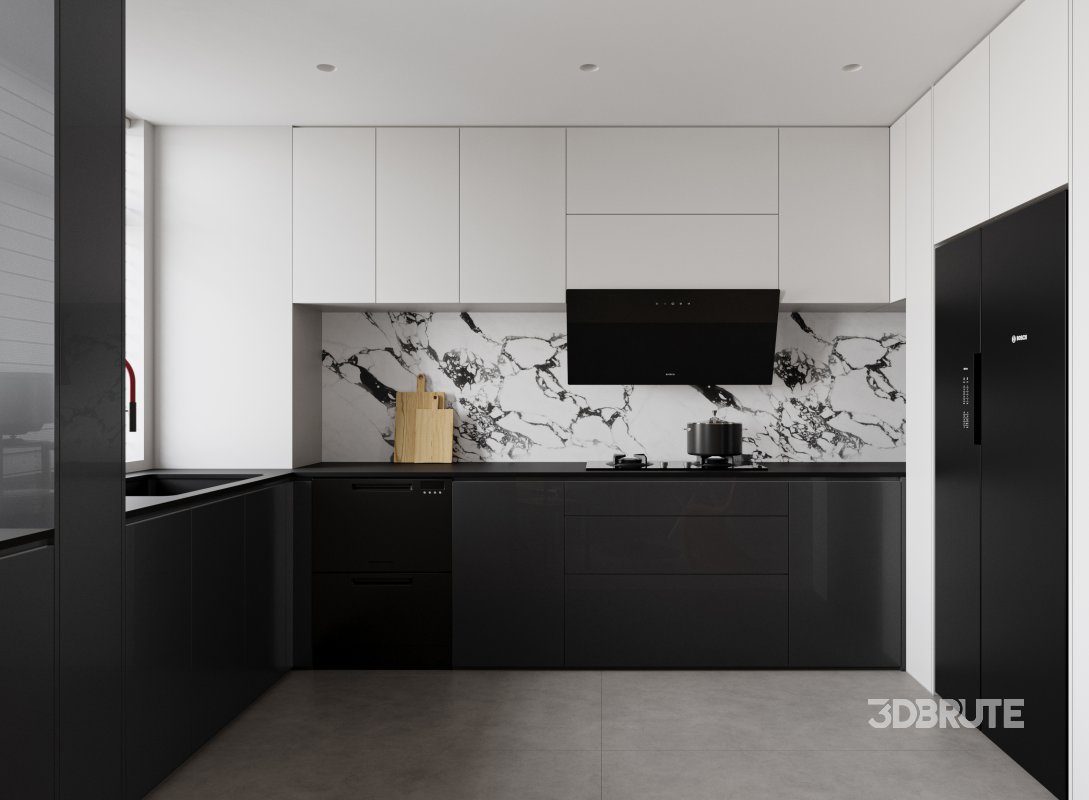 Modern living room and dining room interior scene Image 2