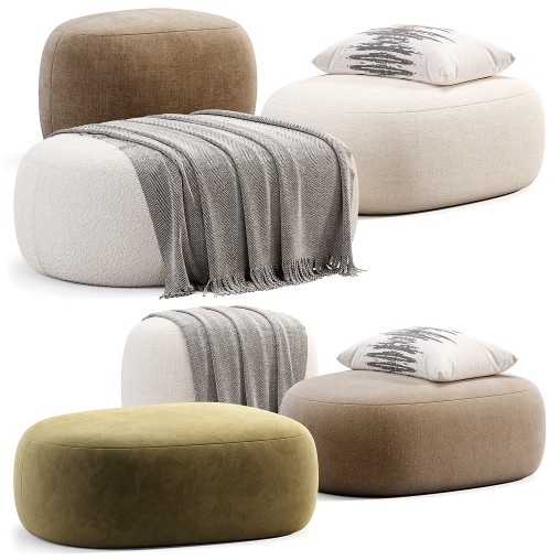 Pouf Ovale Design Scandinave En Tissu Boucle BILY