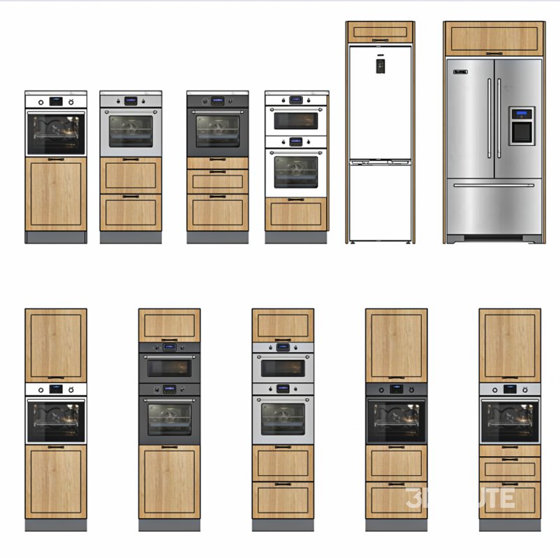 High-Quality Kitchen Cabinet 3D Model – Wood Design Fronts Image 4