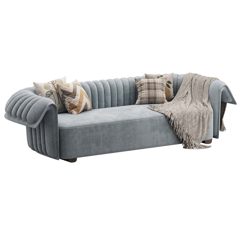 Curved Sofa Microfiber Leather Image 4