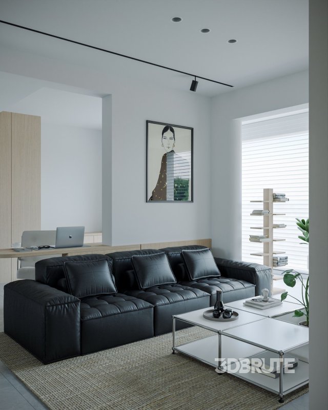 Modern living room and dining room interior scene Image 4