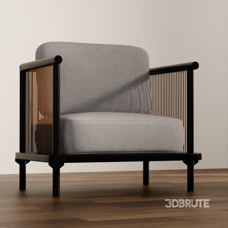 Modern Wooden Frame Armchair Image 3