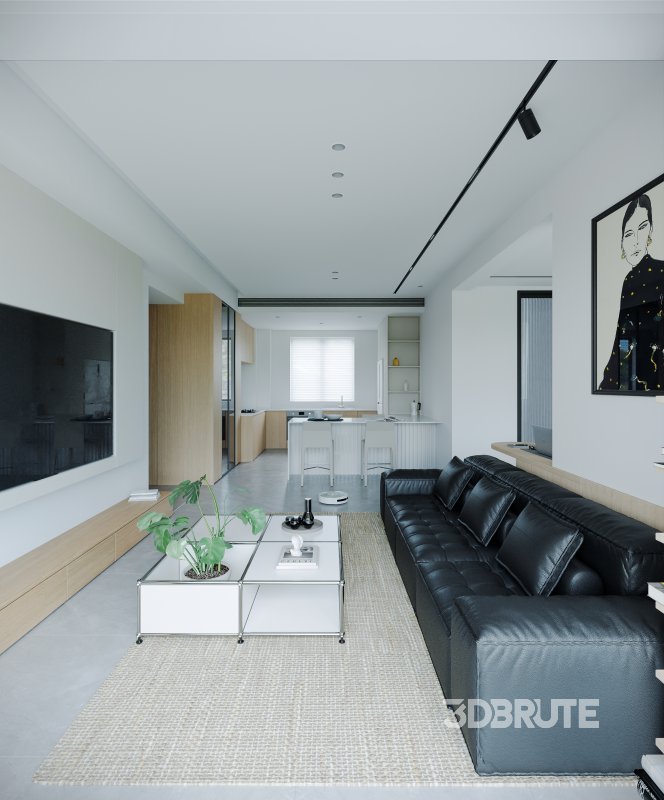 Modern living room and dining room interior scene Image 5