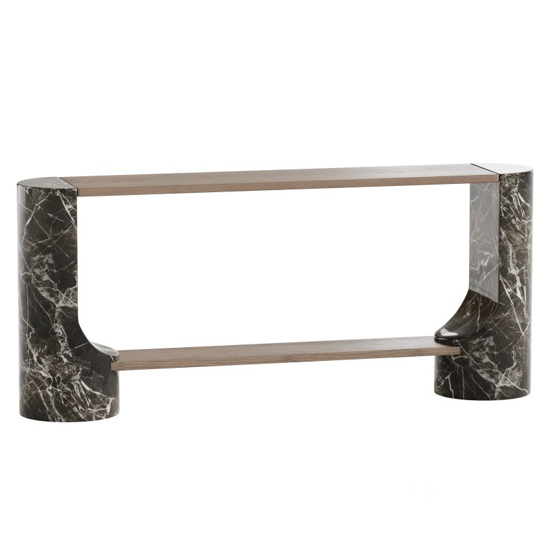 Black Marble and Oak Wood Console Table Reviews Image 7