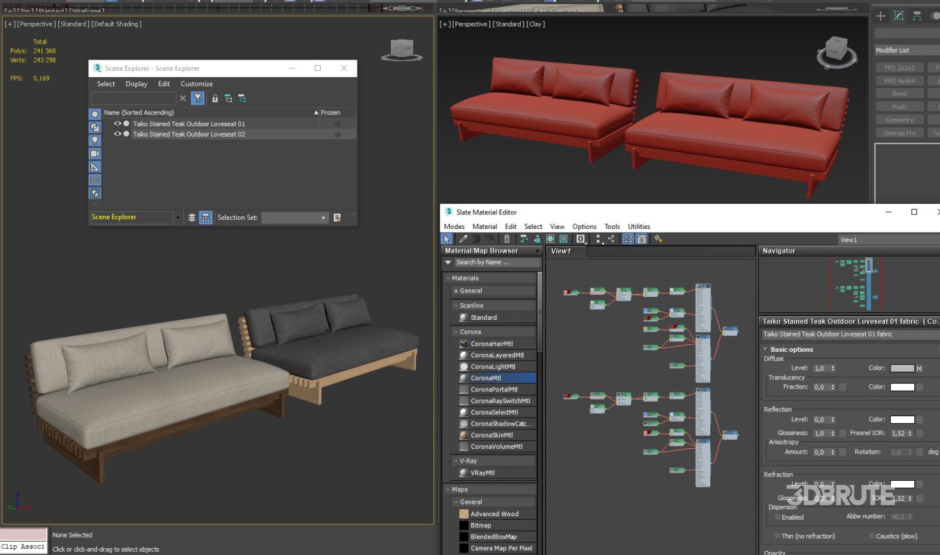 Taiko Stained Teak Outdoor Loveseat Image 8